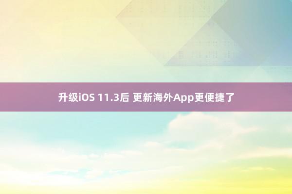 升级iOS 11.3后 更新海外App更便捷了